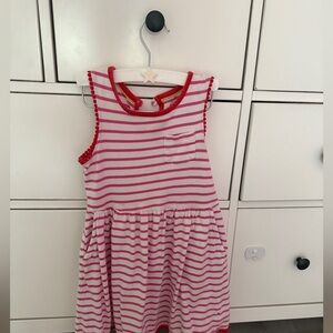 Pink and White Striped Sleeveless Dress